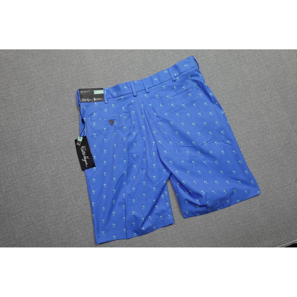 Walter Hagen Perfect 11 Shorts Mens 35 Blue Palm Club Print Golf 10 Inseam NWT